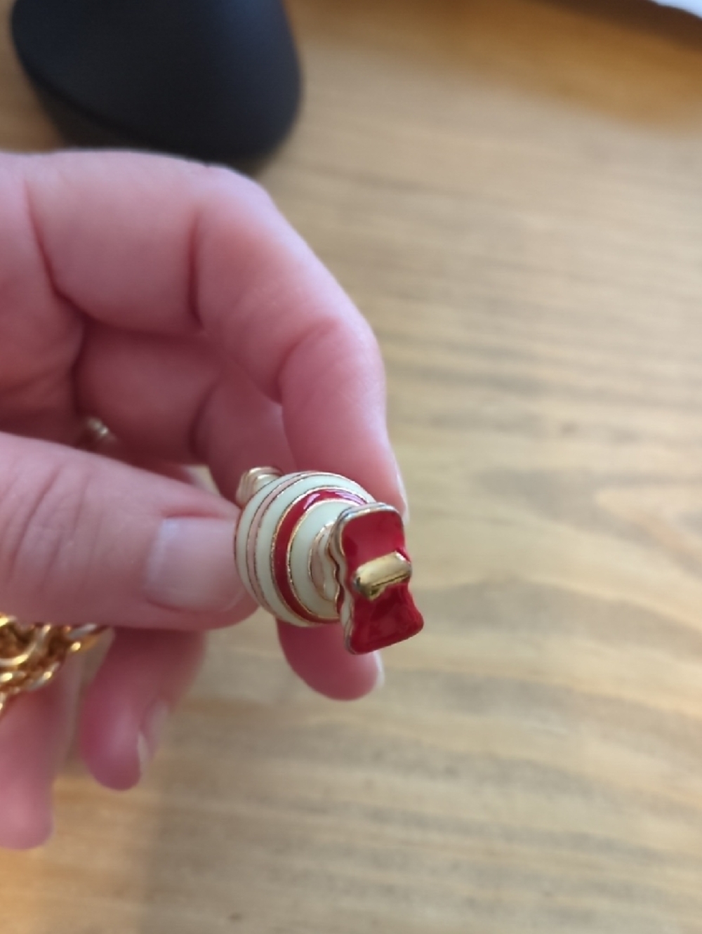 Coach Gold-Tone Candy Charm Keychain Purse Charm Red, Pink White, Green Enamel - Picture 10 of 14